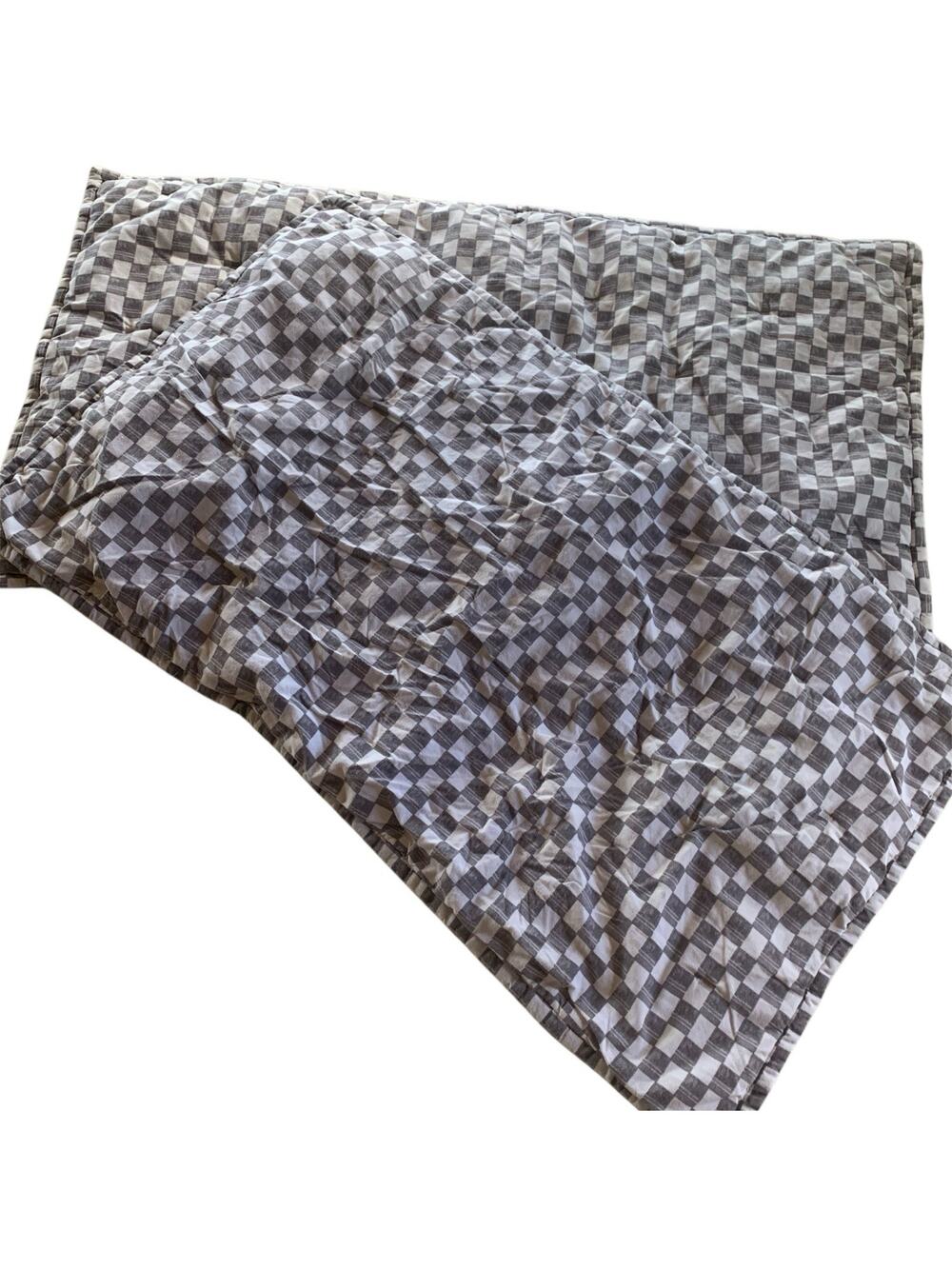 Set of 2 Nate Berkus Home King Pillow Shams Gray Ivory Checkerboard Checked
